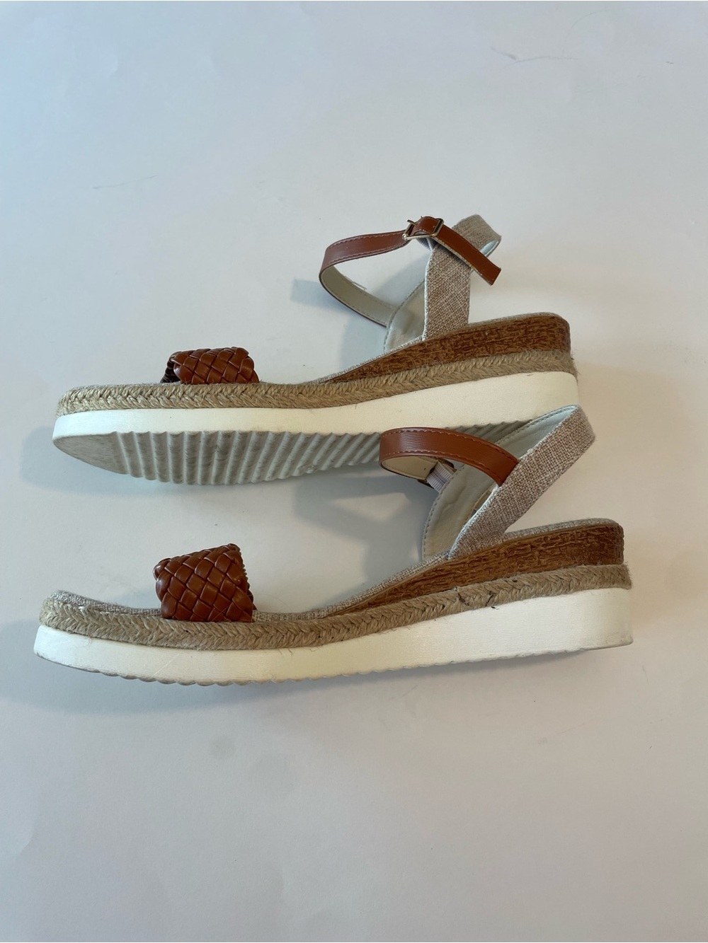 Women’s Brown Woven Strap Wedge Sandals - Picture 5 of 6